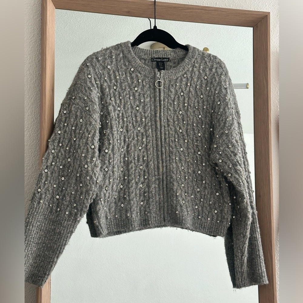 Christian Lacroix Gray Sweater with Pearl Details